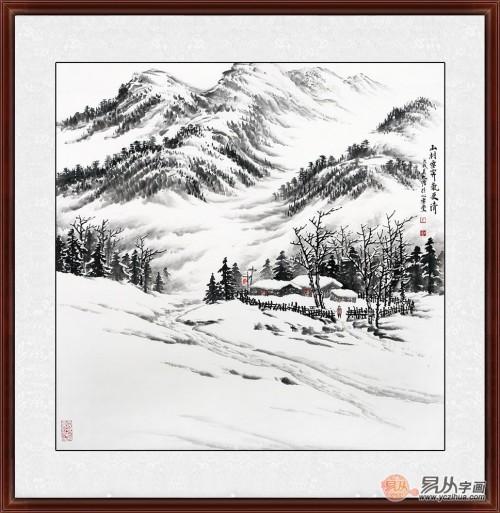 吴大恺新品雪景画《山村雪霁气更清》 作品来源：易从网